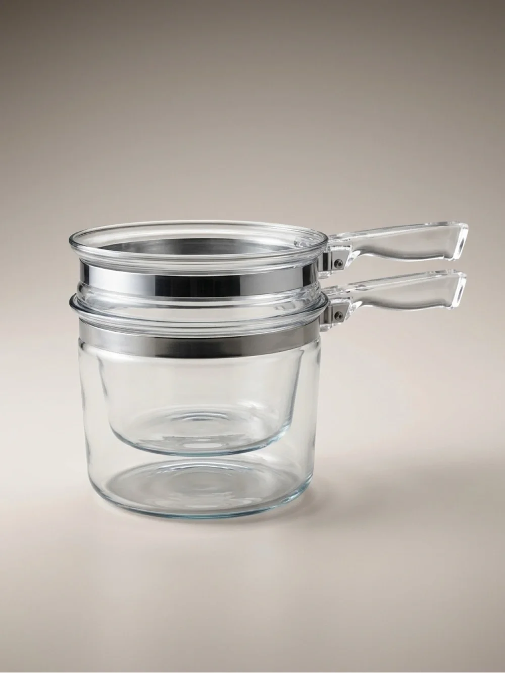 Clear Glass Double Boiler Saucepan Set - Clear